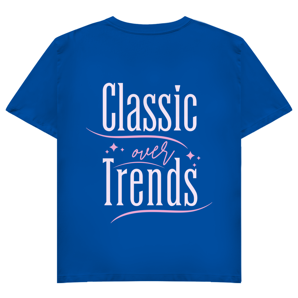 T-Shirt "Classic over Trends" V-Neck mit Brust- & Rückendruck