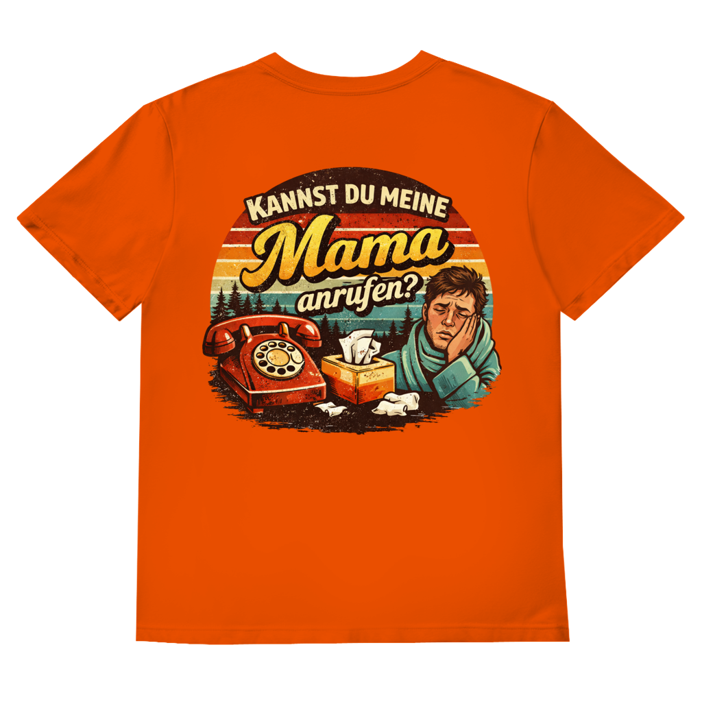T-Shirt "Mama anrufen" FUNShirt V-Neck Brust-& Rückendruck