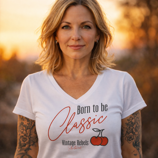 T-Shirt " Born  to be Classic " V-Neck