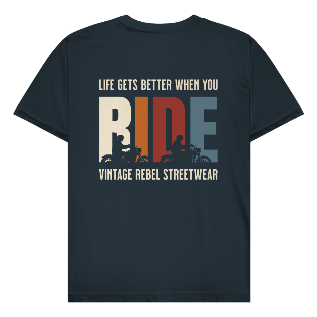 T-Shirt " RIDE " Brust- & Rückendruck
