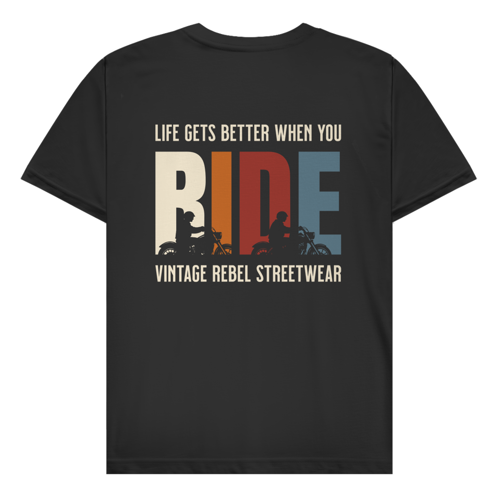 T-Shirt " RIDE " Brust- & Rückendruck