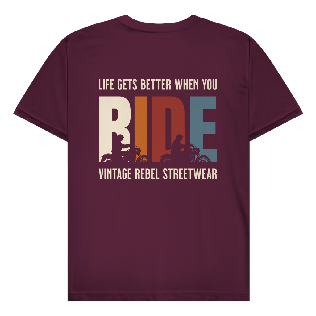 T-Shirt " RIDE " Brust- & Rückendruck