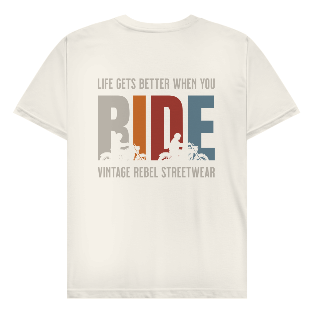 T-Shirt " RIDE " Brust- & Rückendruck
