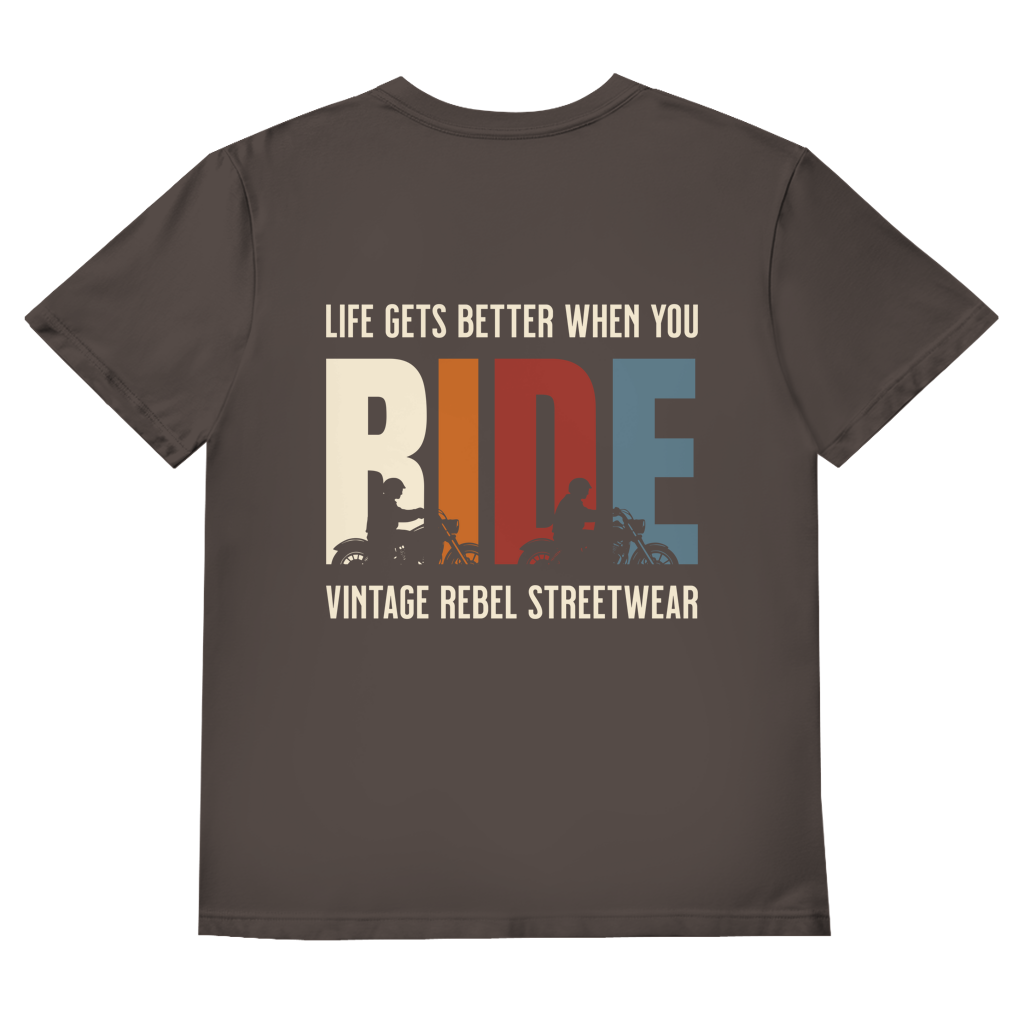 T-Shirt  Herren V- Neck " RIDE " Brust- & Rückendruck