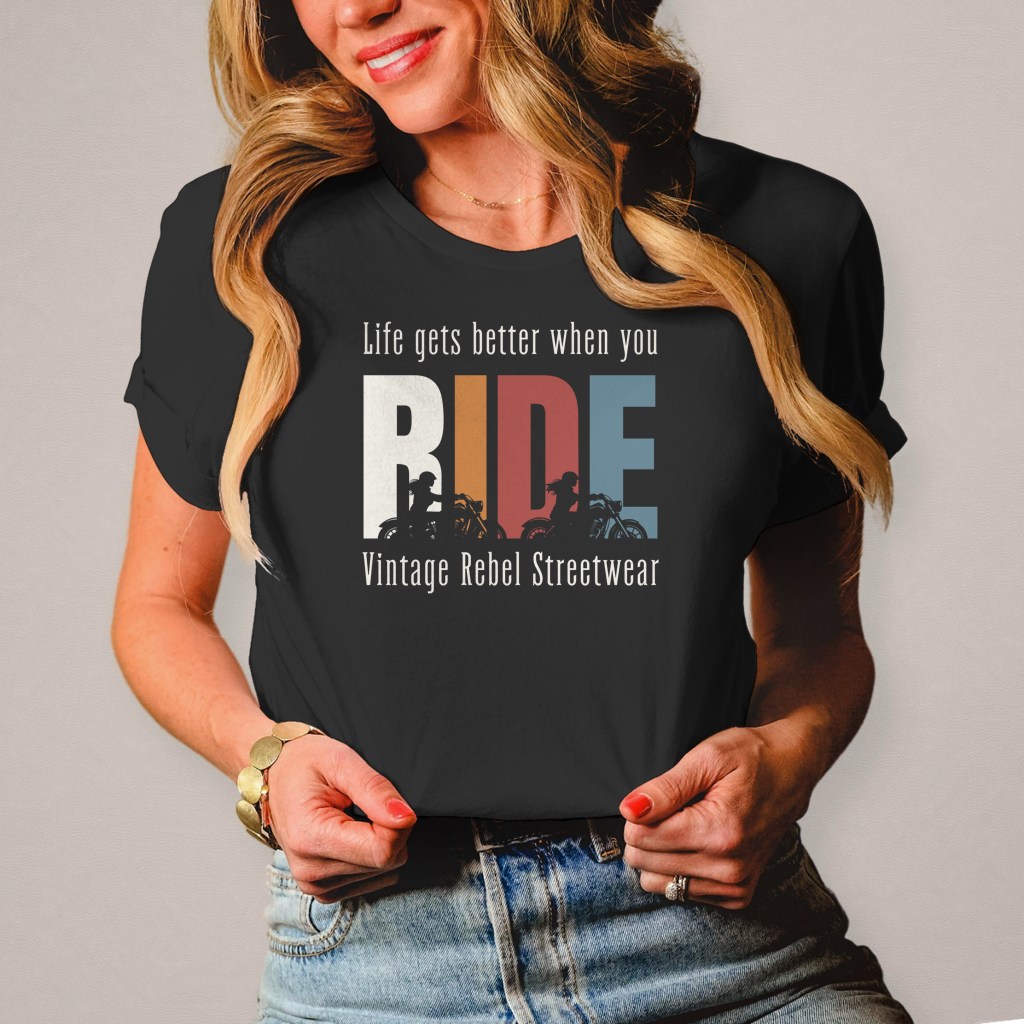 T-Shirt "RIDE" Brustdruck