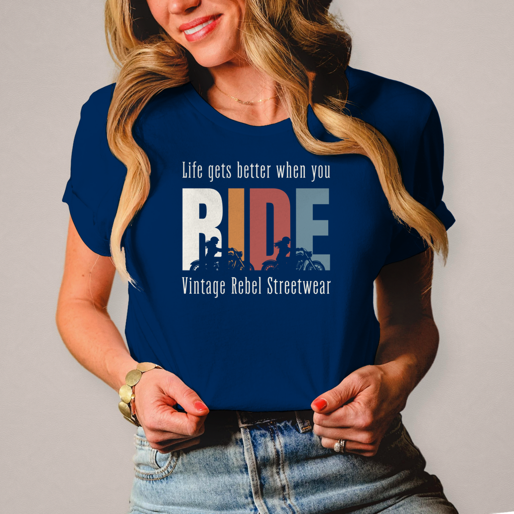 T-Shirt "RIDE" Brustdruck