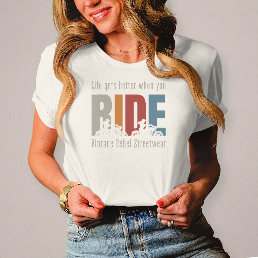 T-Shirt "RIDE" Brustdruck