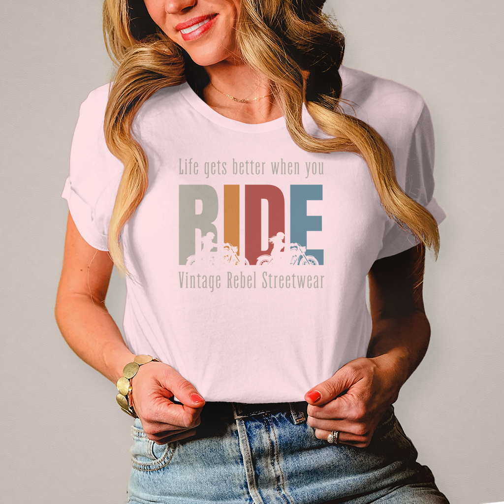 T-Shirt "RIDE" Brustdruck
