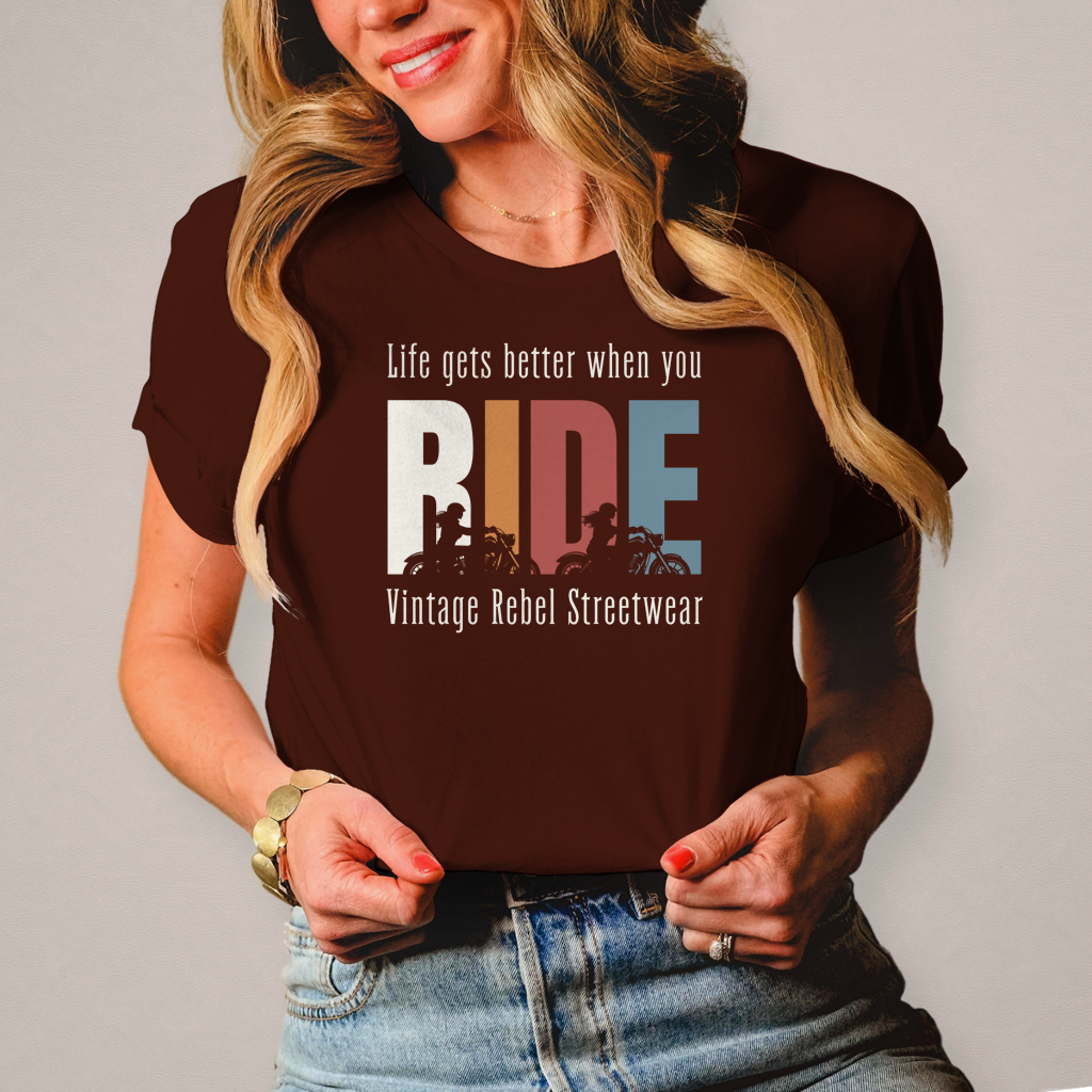 T-Shirt "RIDE" Brustdruck