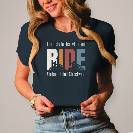 T-Shirt "RIDE" Brustdruck