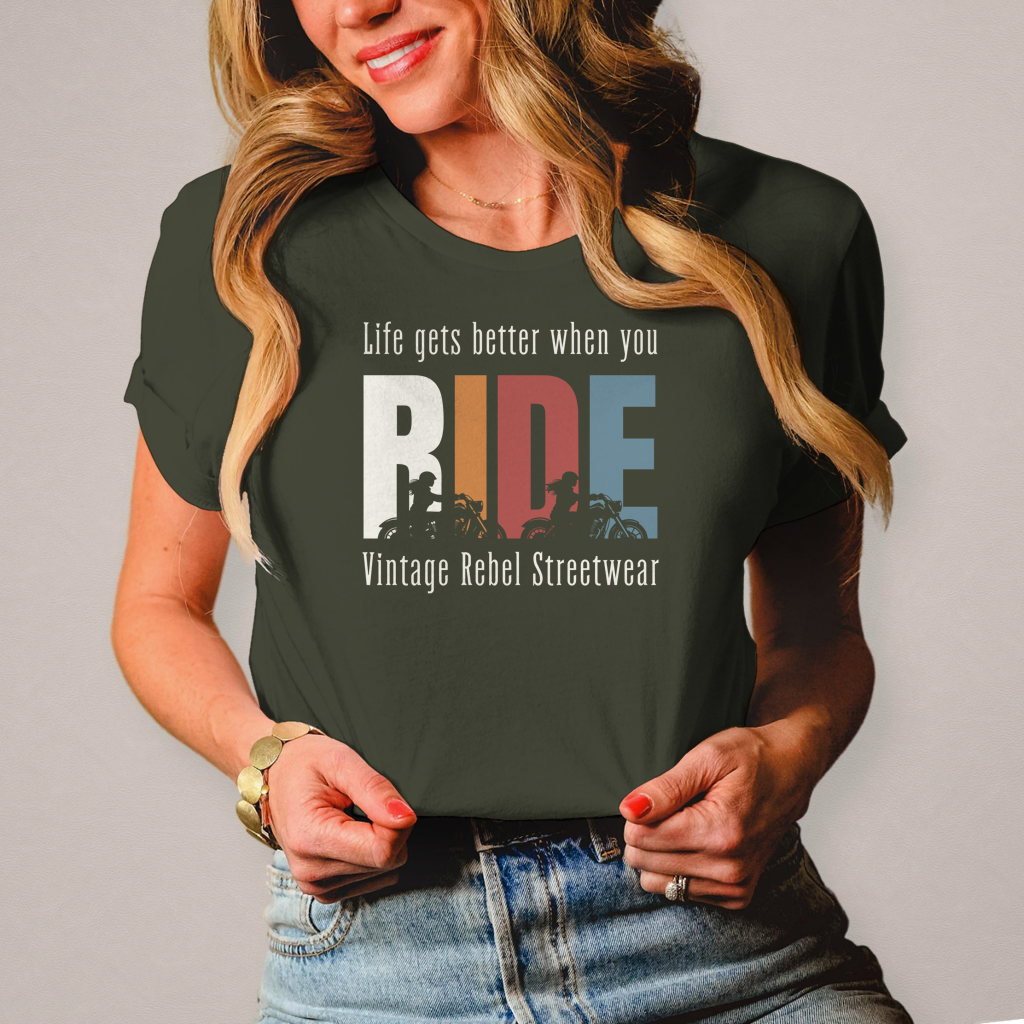 T-Shirt "RIDE" Brustdruck