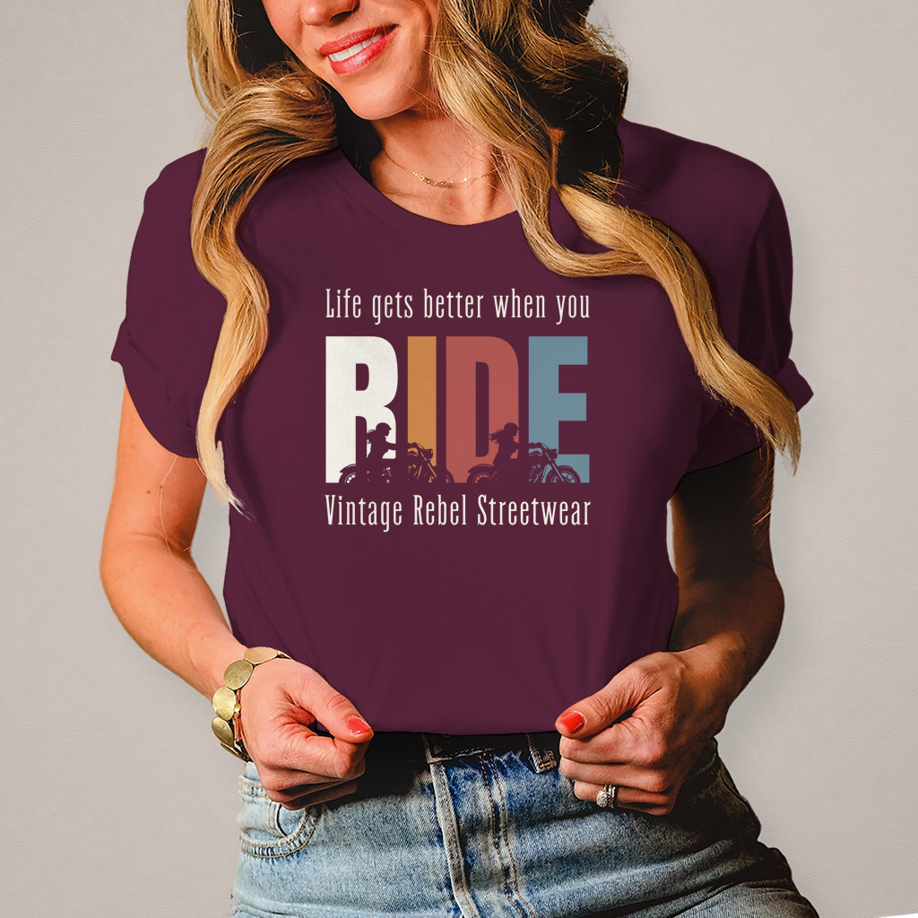 T-Shirt "RIDE" Brustdruck