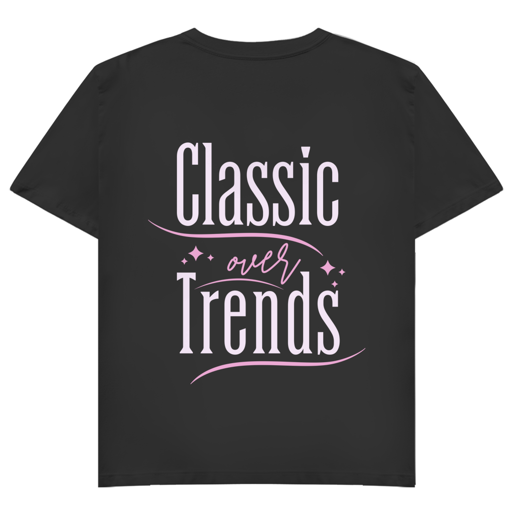 T-Shirt "Classic over Trends" V-Neck mit Brust- & Rückendruck
