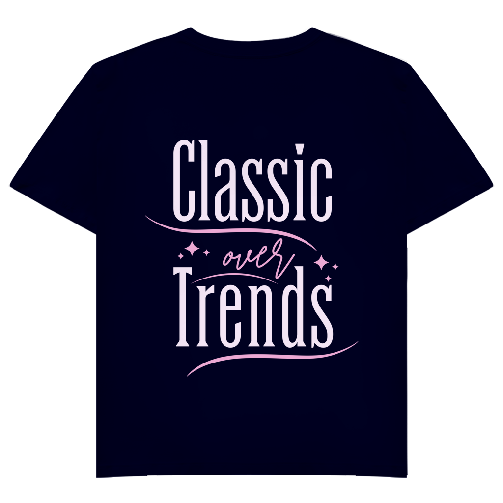T-Shirt "Classic over Trends" V-Neck mit Brust- & Rückendruck