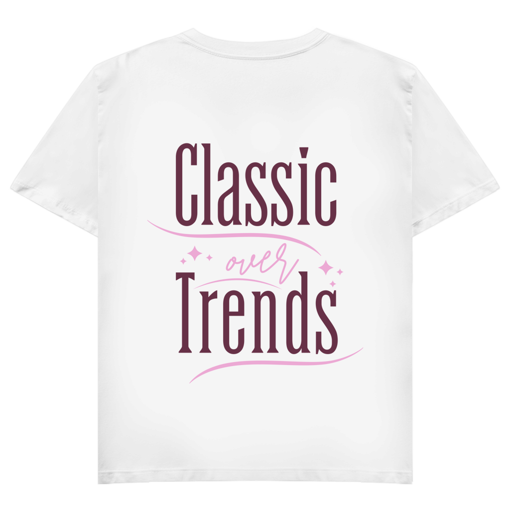 T-Shirt "Classic over Trends" V-Neck mit Brust & Rückendruck