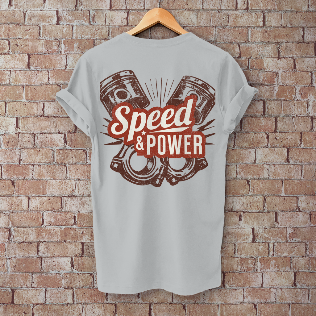 T-Shirt "Speed & Power" Brust & Rückendruck