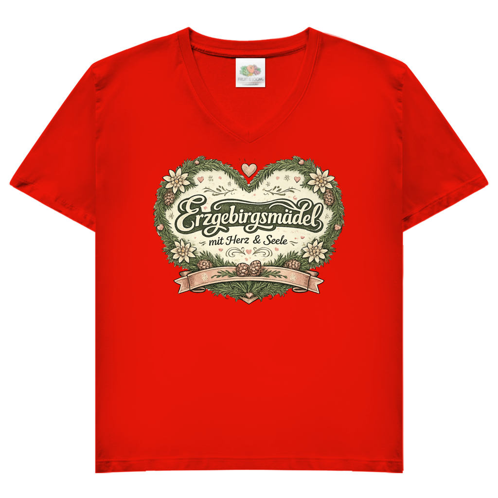 T-Shirt "Erzgebirgsmädel" V-Neck