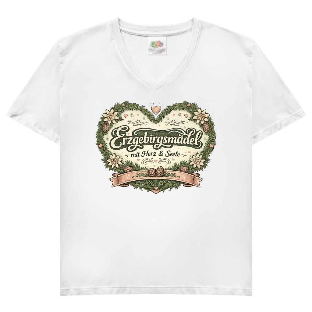T-Shirt "Erzgebirgsmädel" V-Neck
