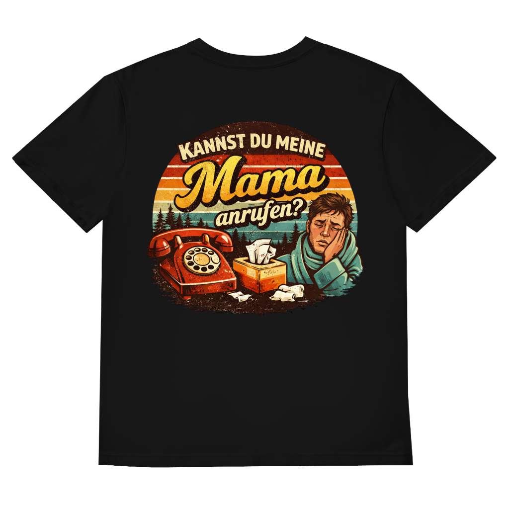 T-Shirt "Mama anrufen" FUNShirt V-Neck Brust-& Rückendruck