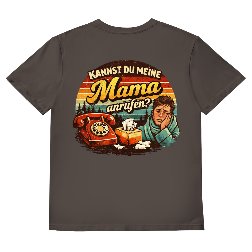 T-Shirt "Mama anrufen" FUNShirt V-Neck Brust-& Rückendruck