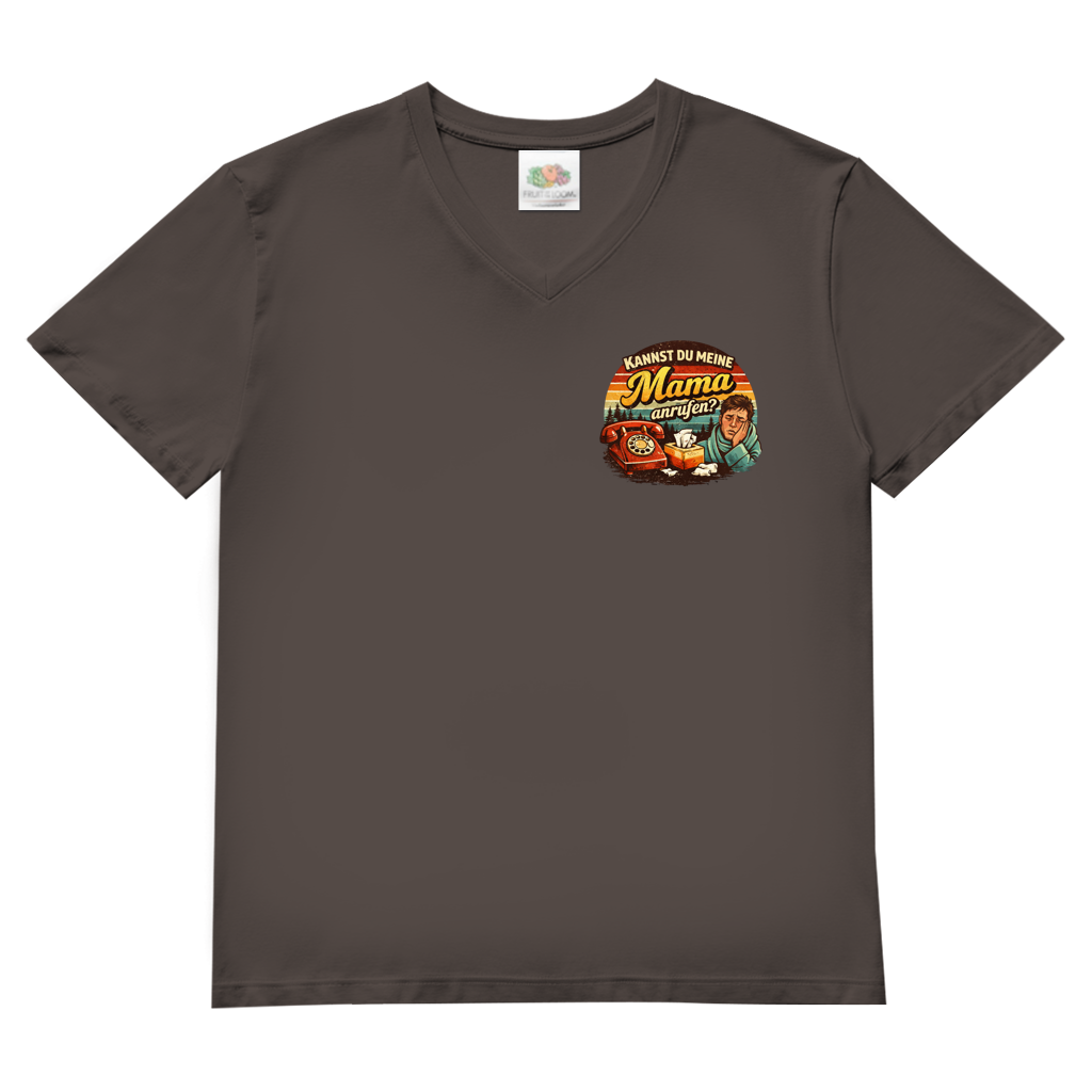 T-Shirt "Mama anrufen" FUNShirt V-Neck Brust-& Rückendruck