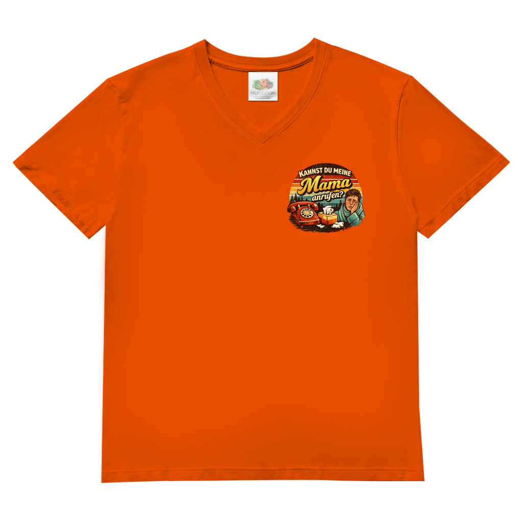 T-Shirt "Mama anrufen" FUNShirt V-Neck Brust-& Rückendruck