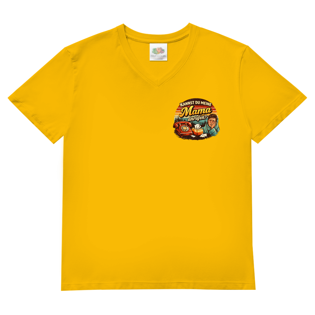 T-Shirt "Mama anrufen" FUNShirt V-Neck Brust-& Rückendruck