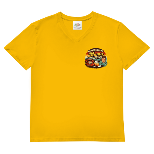 T-Shirt "Mama anrufen" FUNShirt V-Neck Brust-& Rückendruck