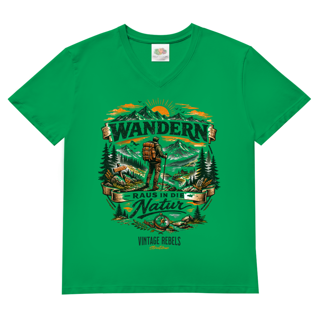 T-Shirt "Raus in die Natur" V-Neck