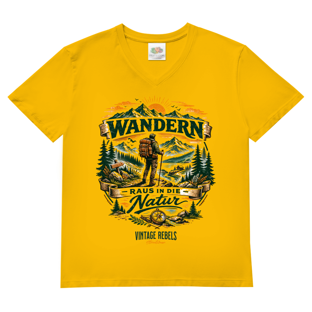 T-Shirt "Raus in die Natur" V-Neck