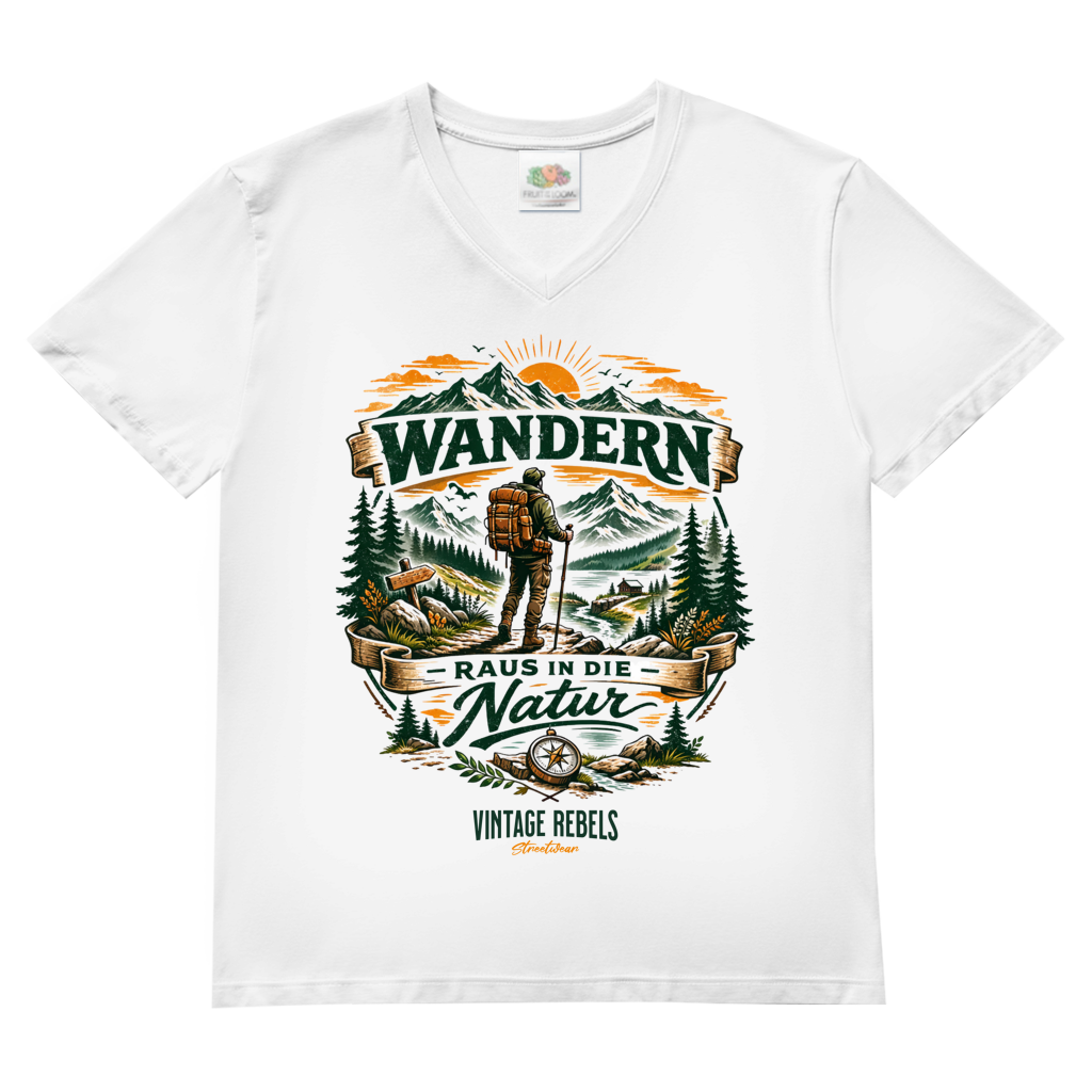 T-Shirt "Raus in die Natur" V-Neck