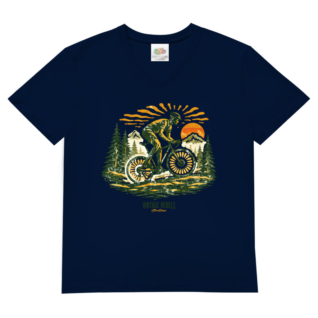 T-Shirt "Radfahren"  V-Neck