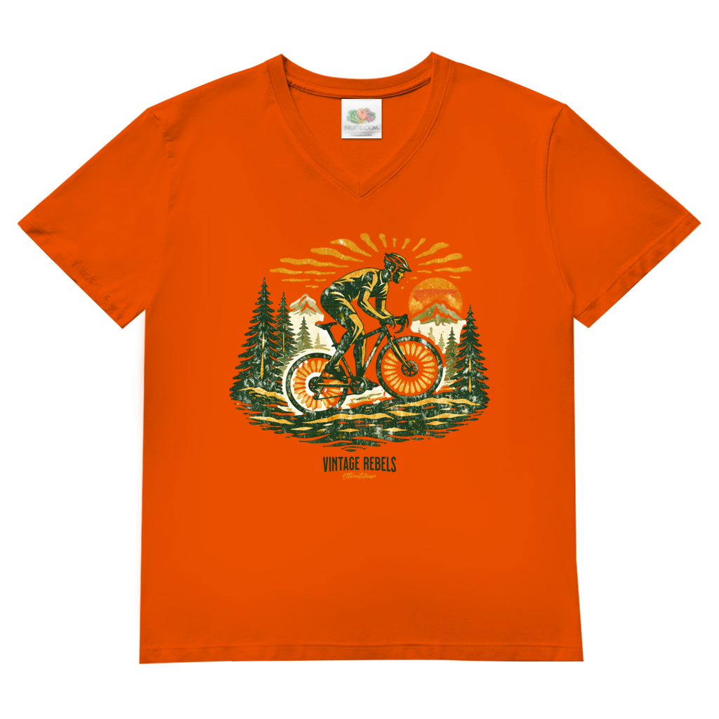 T-Shirt "Radfahren"  V-Neck