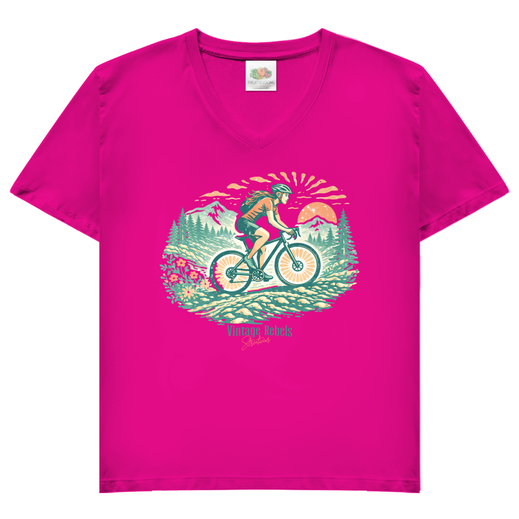 T-Shirt "Radfahren"  V-Neck