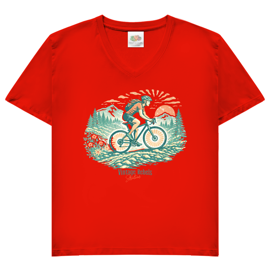 T-Shirt "Radfahren"  V-Neck