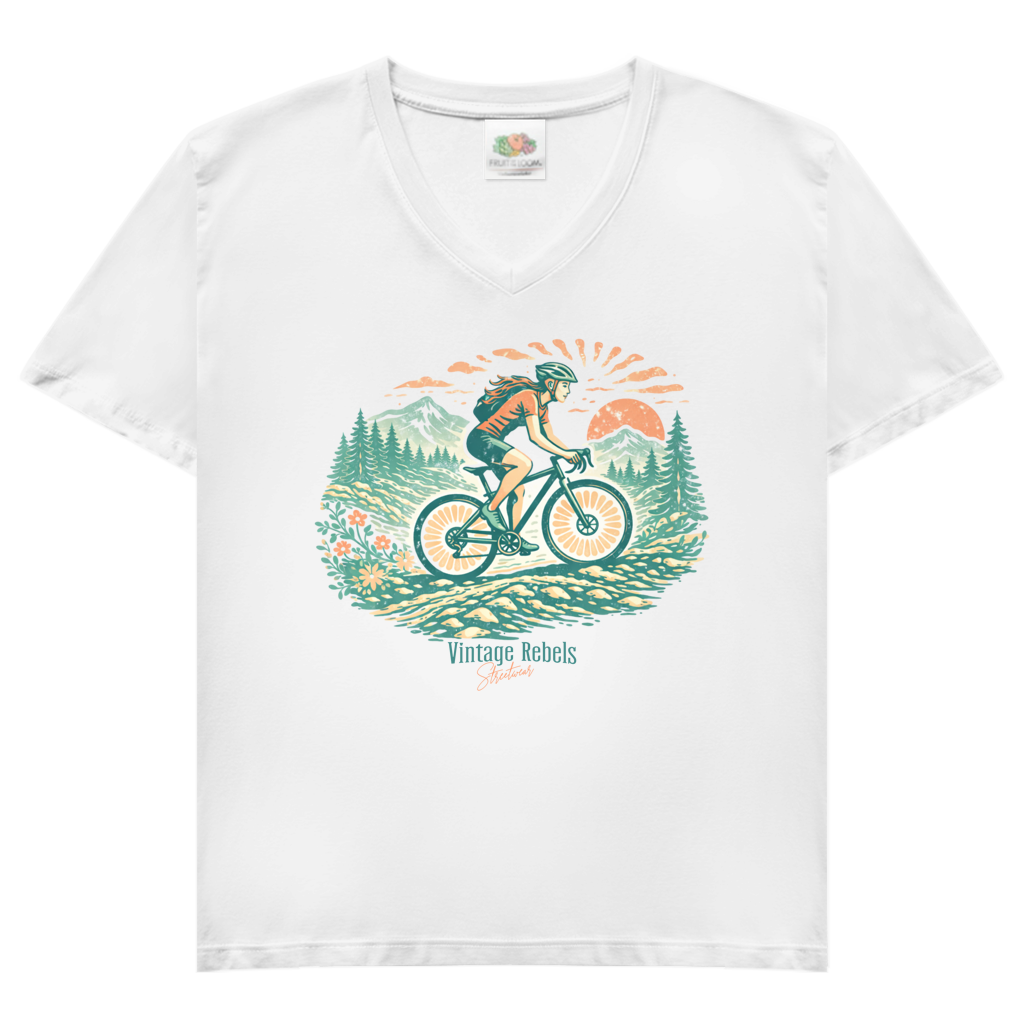 T-Shirt "Radfahren"  V-Neck