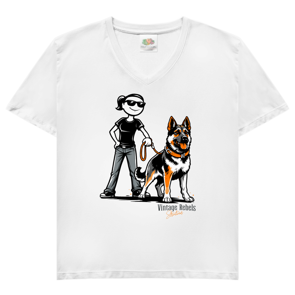 Damen V-Neck T-Shirt "Schäferhund"
