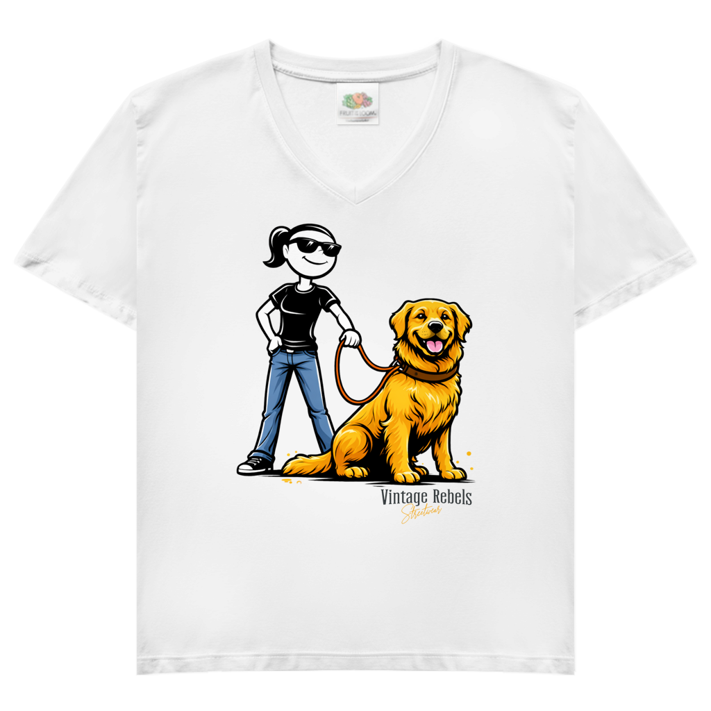 Damen V-Neck T-Shirt "Golden Retriever"