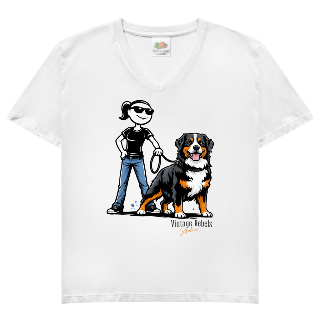Damen V-Neck T-Shirt "Berner Sennenhund"