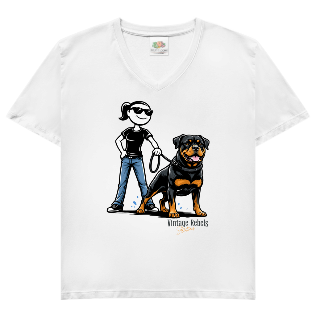 Damen V-Neck T-Shirt "Rottweiler"