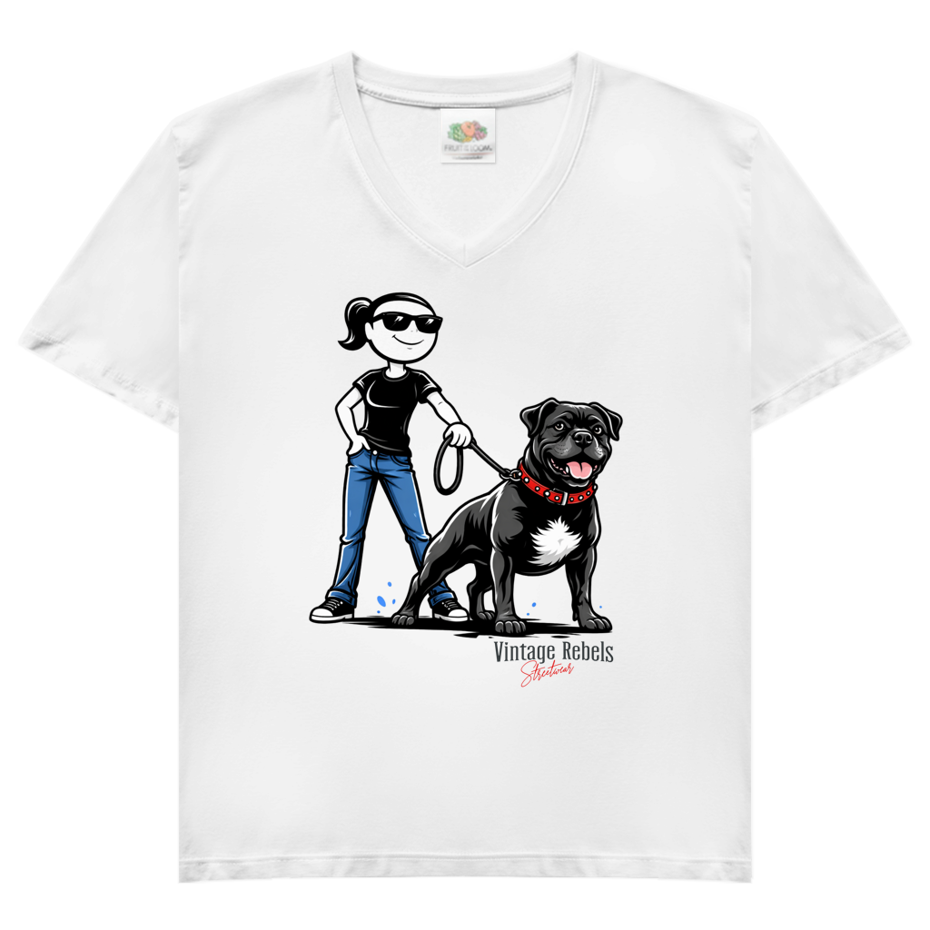Damen V-Neck T-Shirt "Staffordshire Bull Terrier"