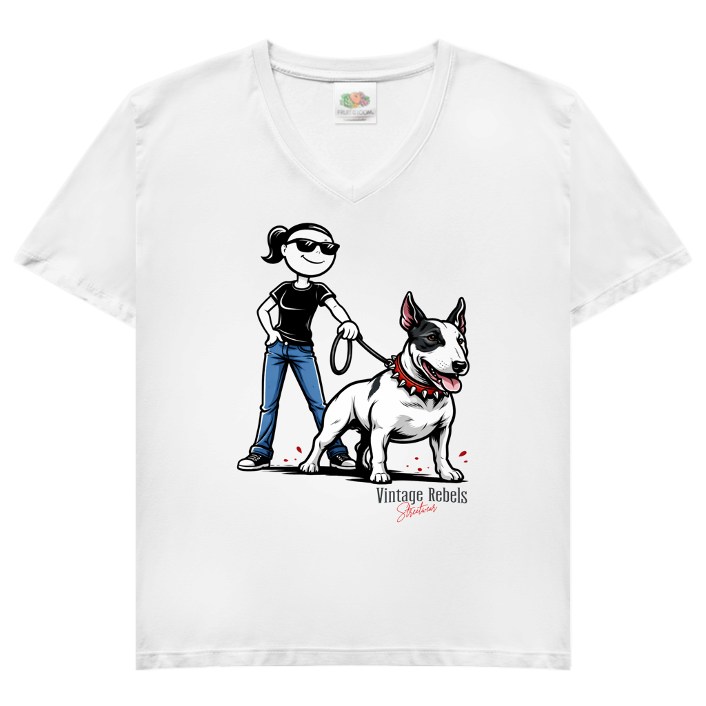 Damen V-Neck T-Shirt "Bullterrier"