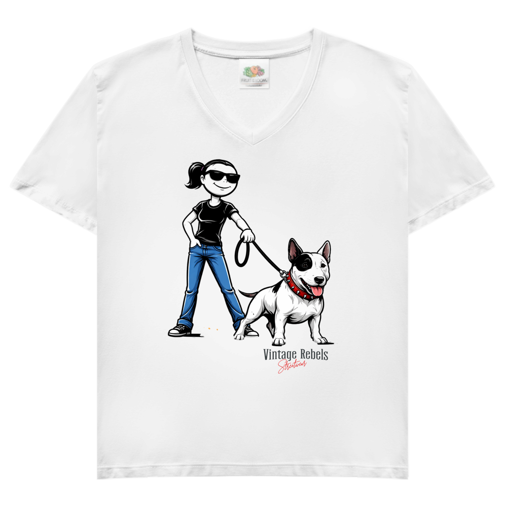 Damen V-Neck T-Shirt "Mini Bullterrier"