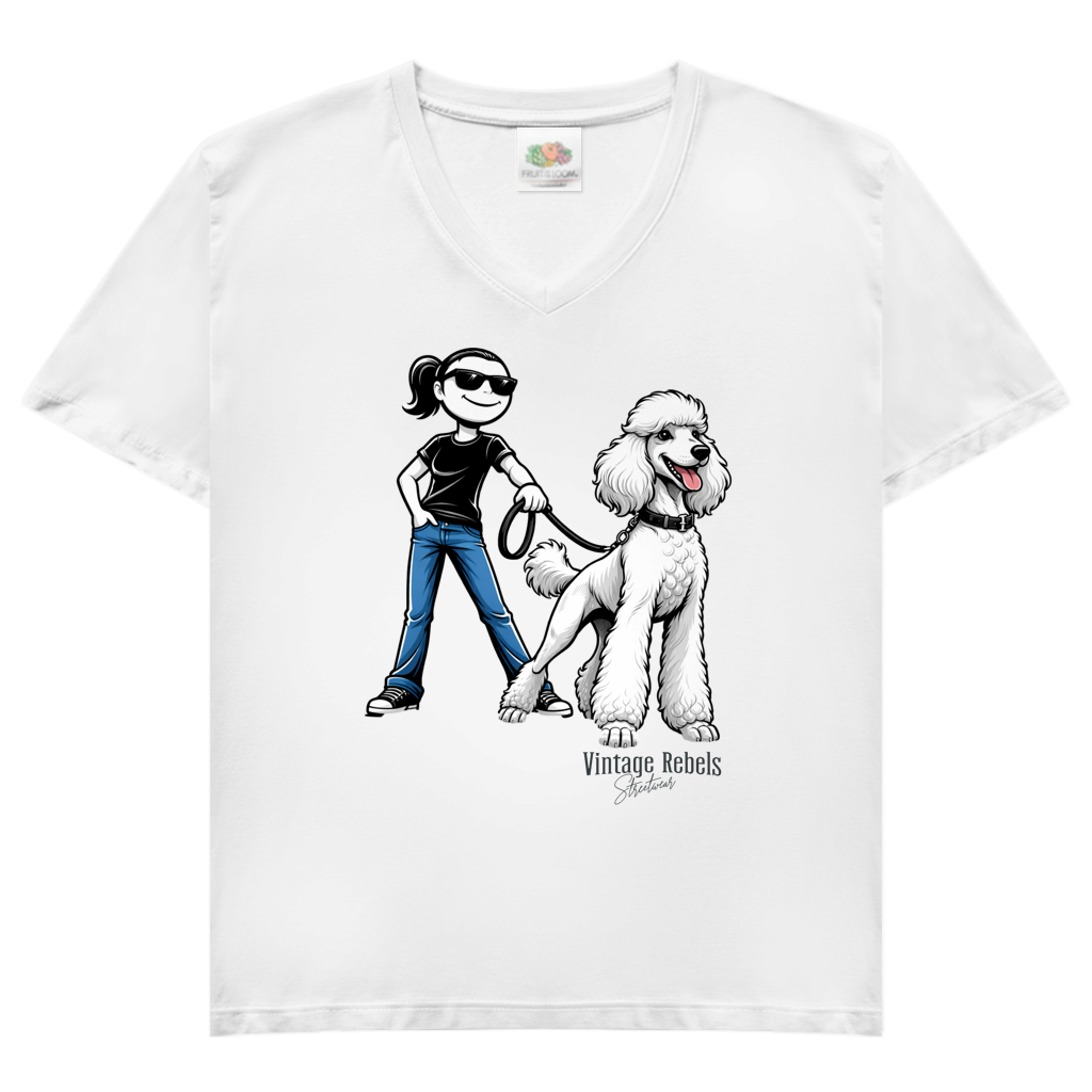 Damen V-Neck T-Shirt "Königspudel"