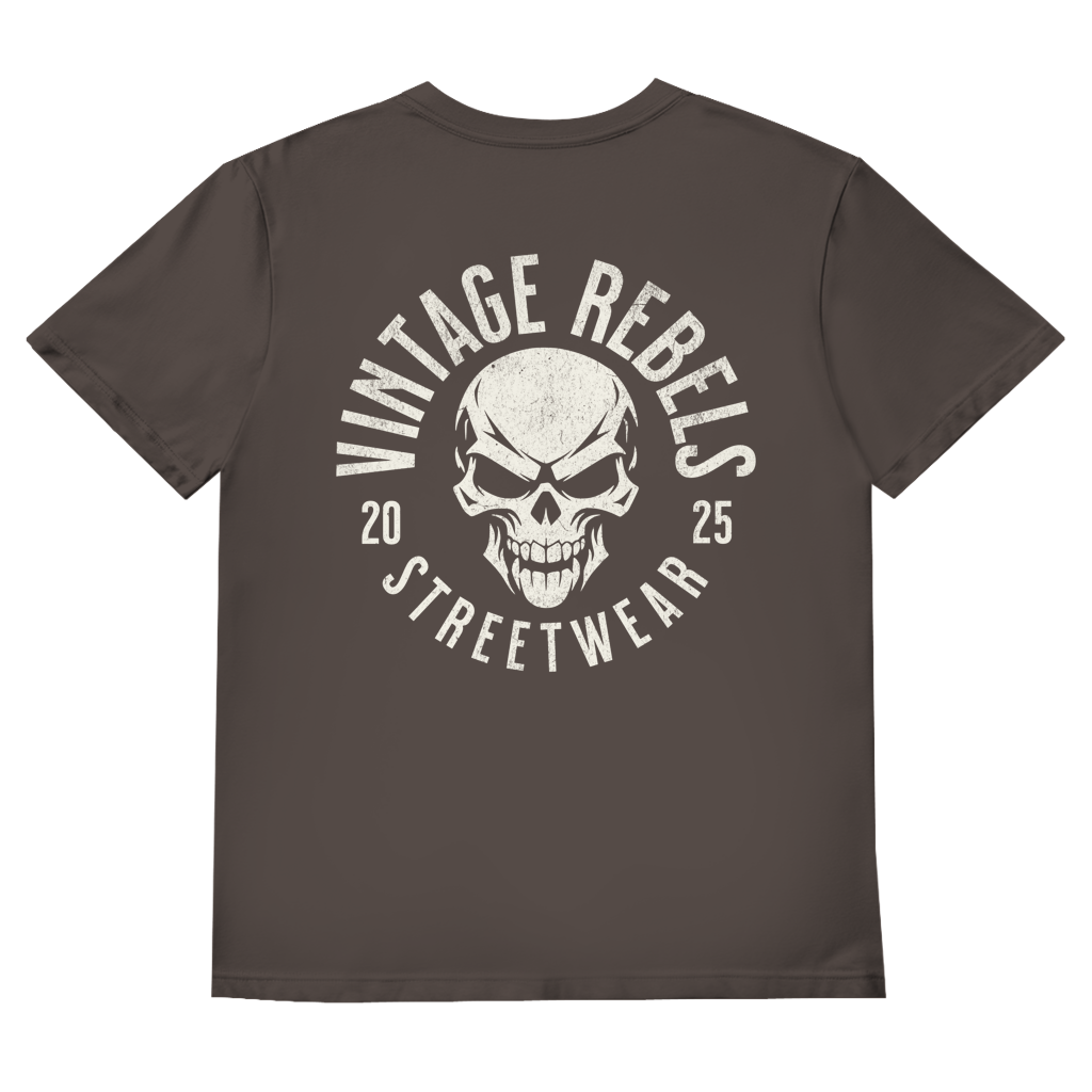 Biker V-Neck T-Shirt Herren Vintage Skull – Motorrad Shirt mit Brust- & Rückendruck