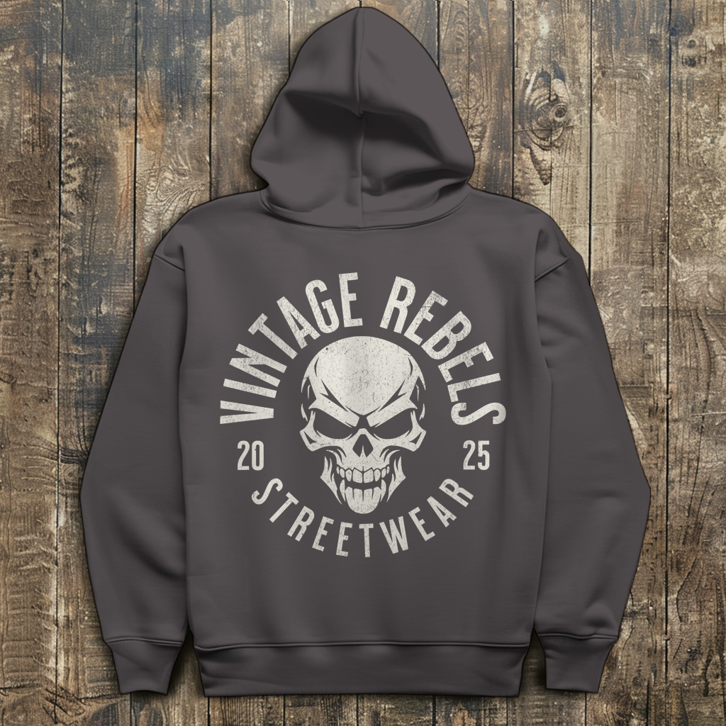 Biker Hoodie Herren Vintage Skull – Motorrad Shirt mit Brust- & Rückendruck