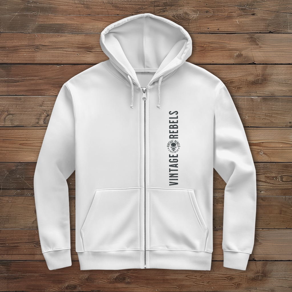 Biker Zipper Hoodie Herren Vintage Skull – Motorrad Shirt mit Brust- & Rückendruck