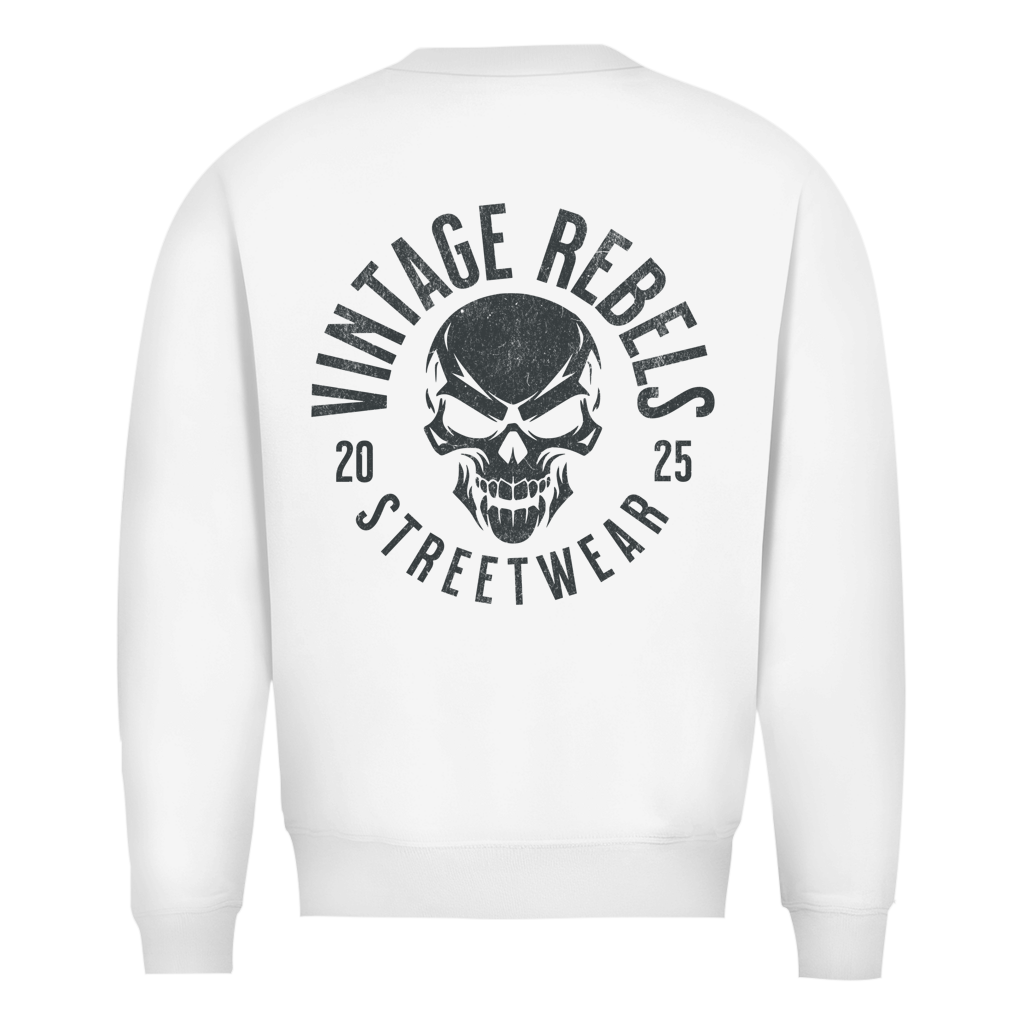 Biker Sweatshirt Herren Vintage Skull – Motorrad Shirt mit Brust- & Rückendruck