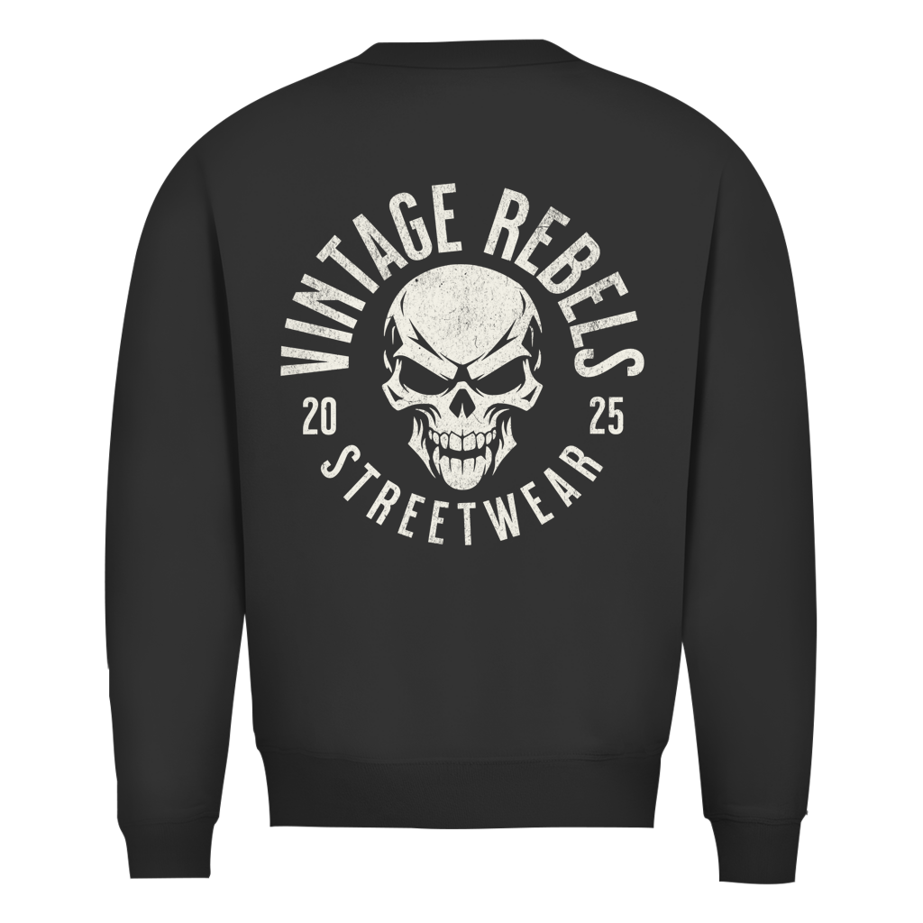 Biker Sweatshirt Herren Vintage Skull – Motorrad Shirt mit Brust- & Rückendruck
