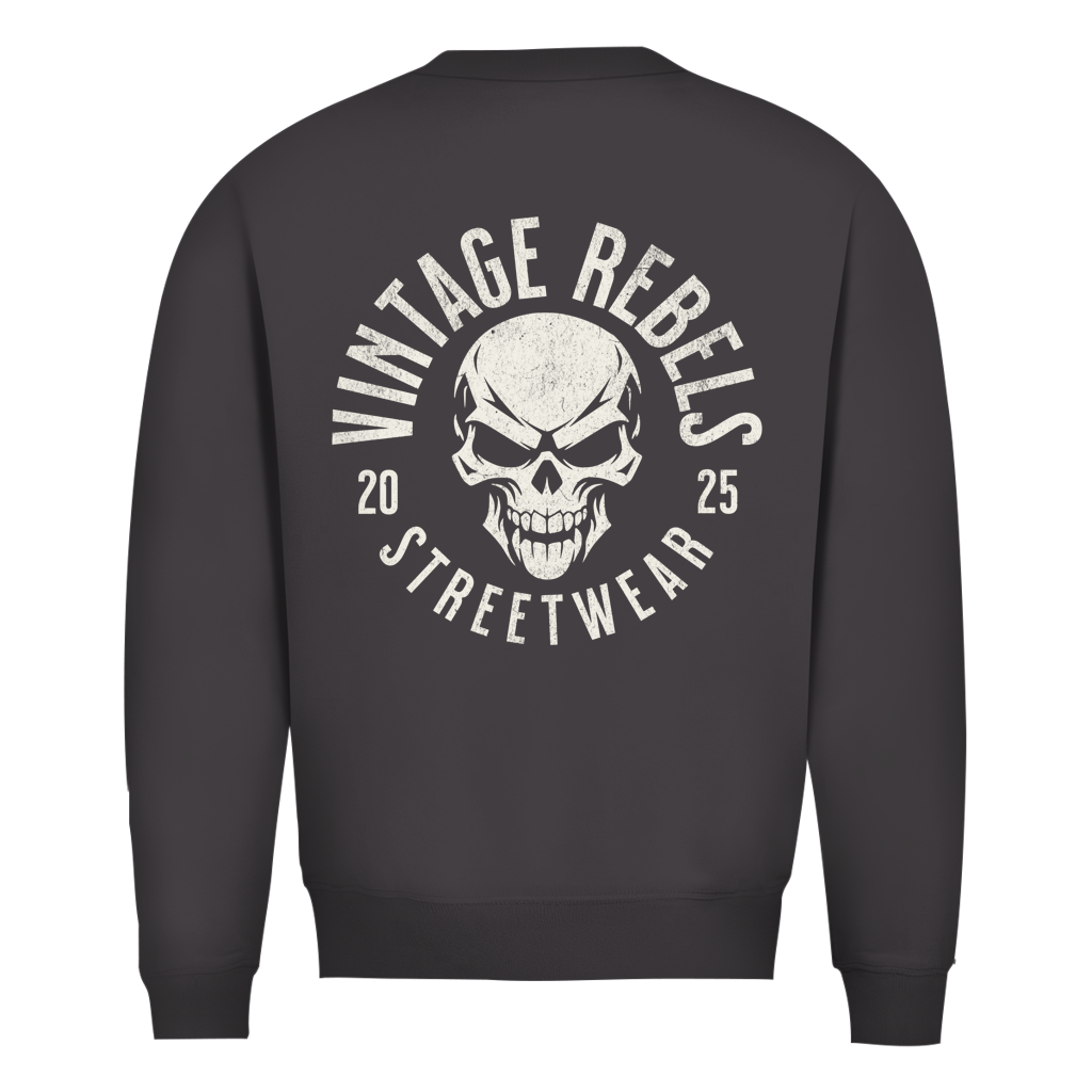 Biker Sweatshirt Herren Vintage Skull – Motorrad Shirt mit Brust- & Rückendruck
